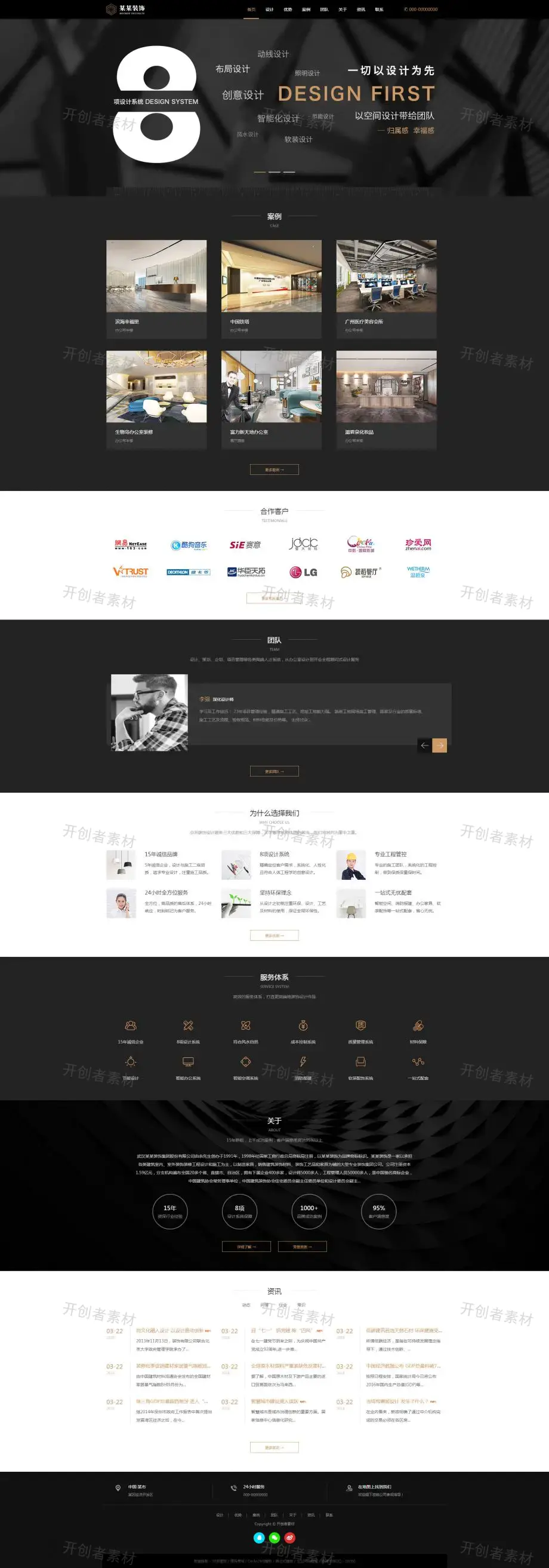 HTML5响应式黑金色风格室内装饰设计公司网站模板